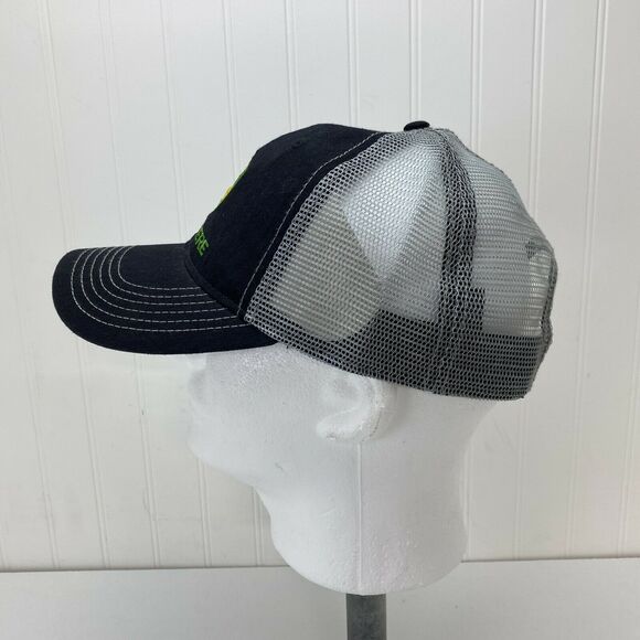 John Deere Cap Black & Grey Snapback Mesh Trucker Embroidered Deer Logo Hat - Picture 2 of 7